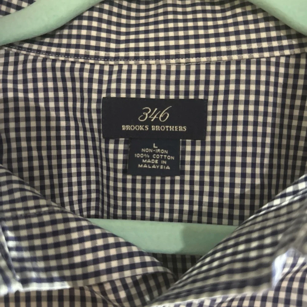 Brooks Brothers Shirt Mens Large Blue/white  Check 346 Button Down Work Office - Picture 3 of 6
